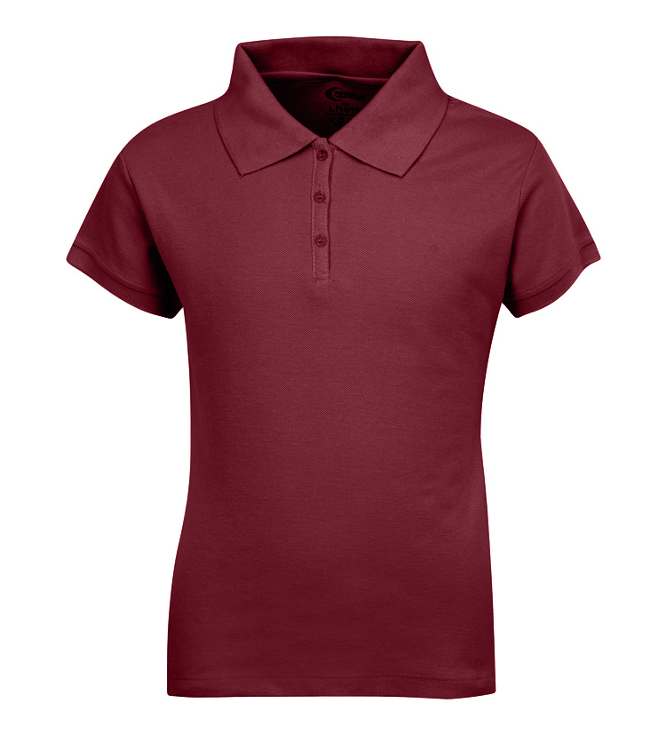 Girl's School Uniform Short Sleeve Polo SHIRTs - Burgundy - Choose Your Sizes (3/4-18/20)