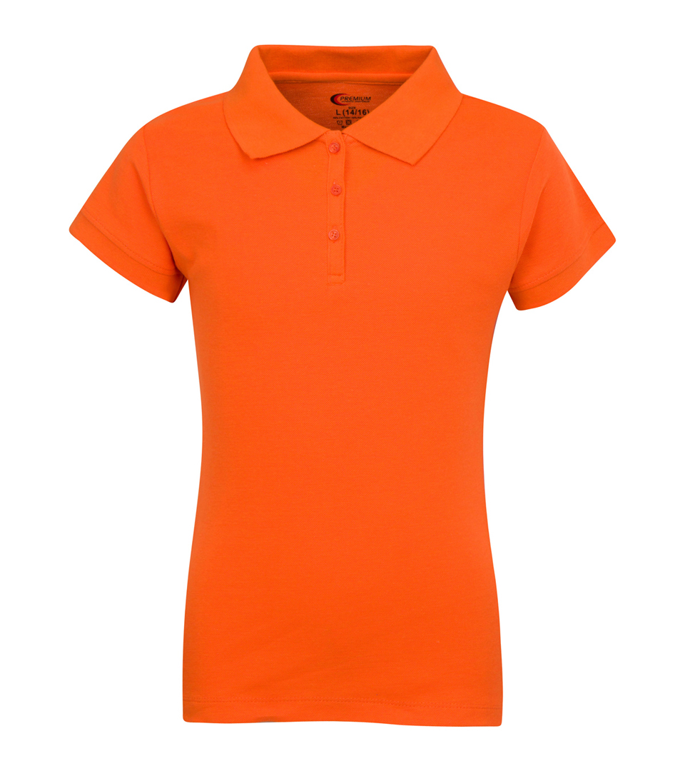 Girl's School UNIFORM Short Sleeve Polo Shirts - Orange - Choose Your Sizes (3/4-18/20)