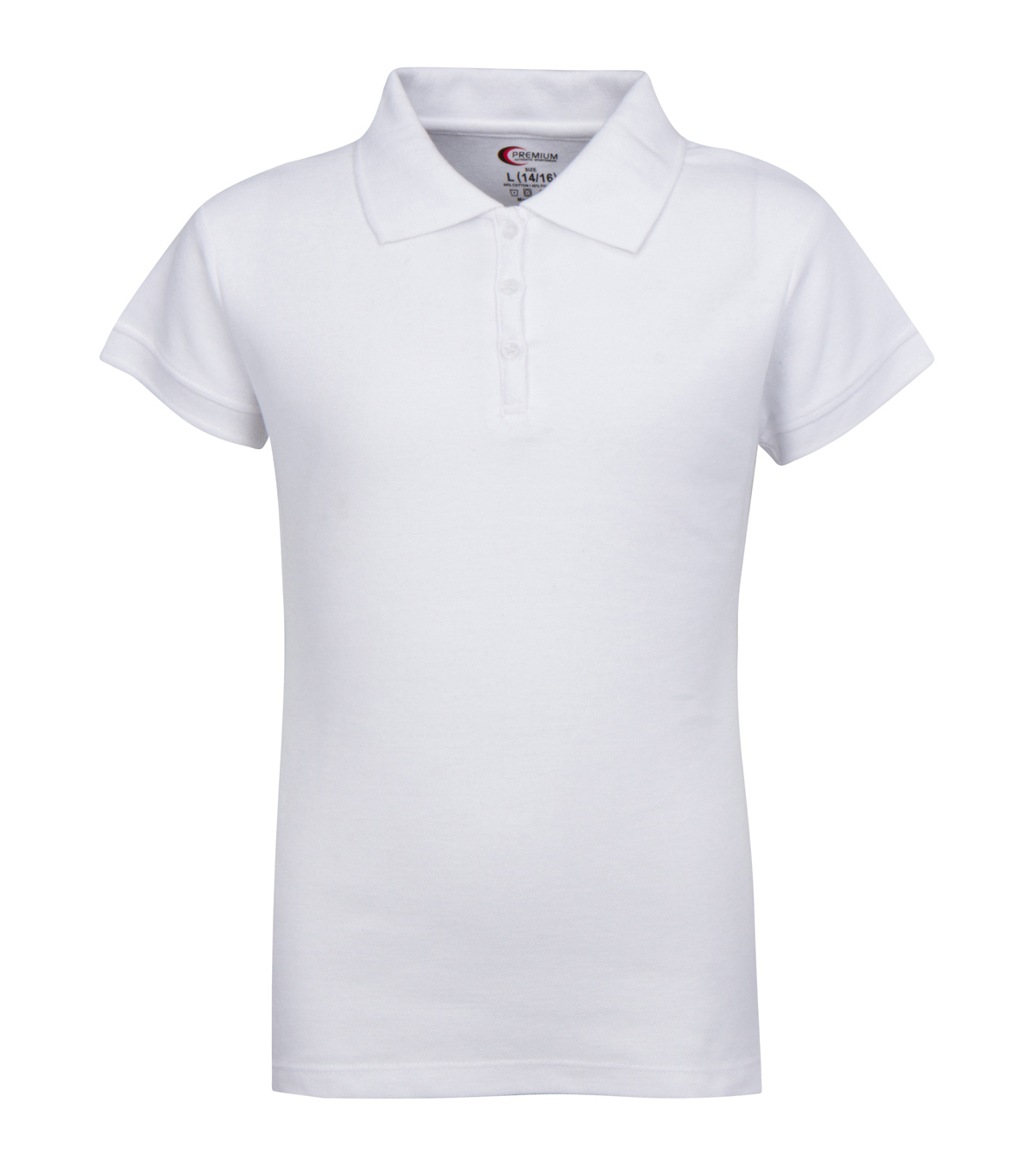 Girl's School UNIFORM Short Sleeve Polo Shirts - White - Small
