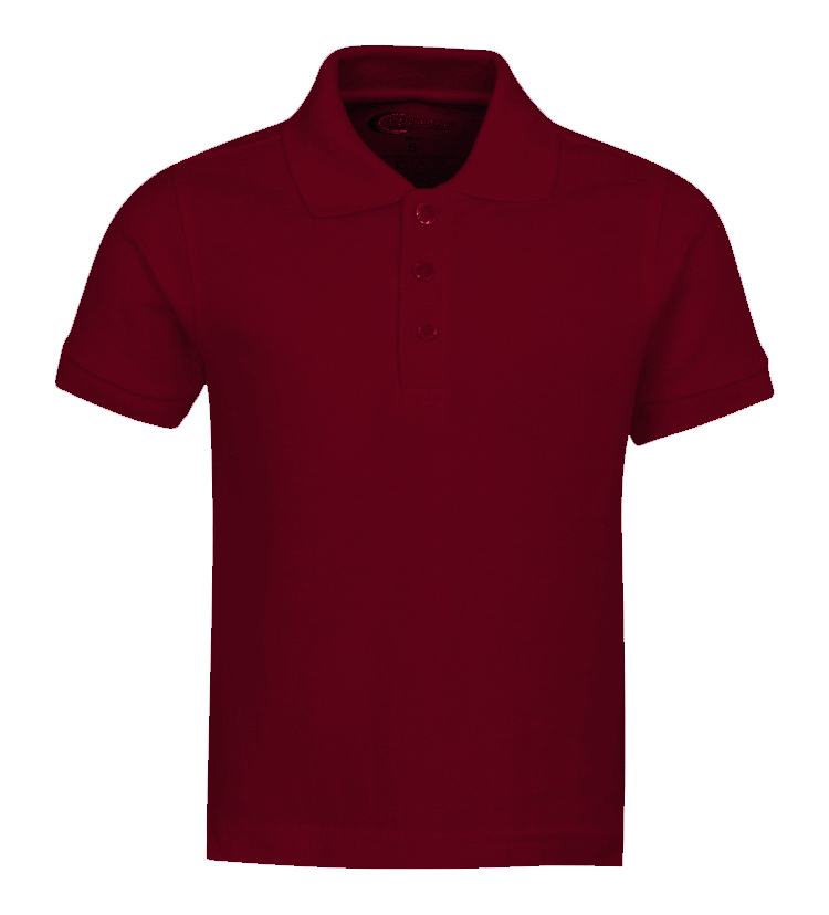 Boy's School Uniform SHORT Sleeve Polo Shirts - Burgunday - Choose Your Sizes (2T-18/20)