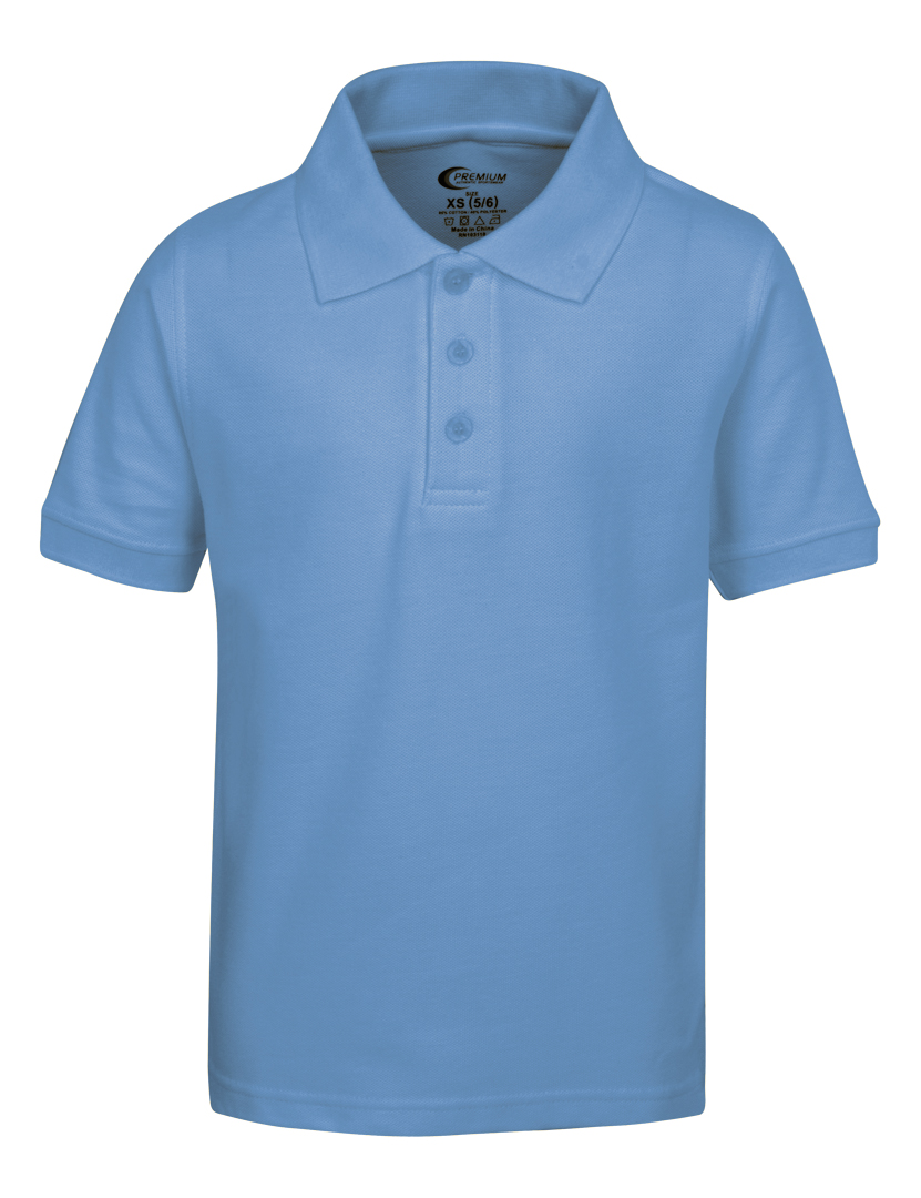 Boy's School UNIFORM Short Sleeve Polo Shirts - Light Blue - Choose Your Sizes (2T-18/20)