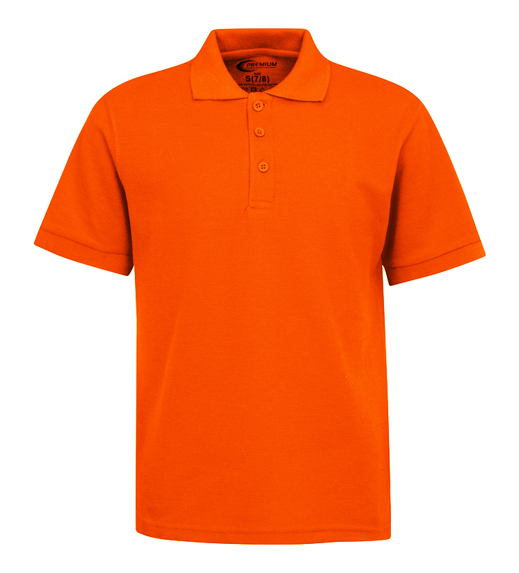 Boy's School UNIFORM Short Sleeve Polo Shirts - Orange - Choose Your Sizes (2T-18/20)