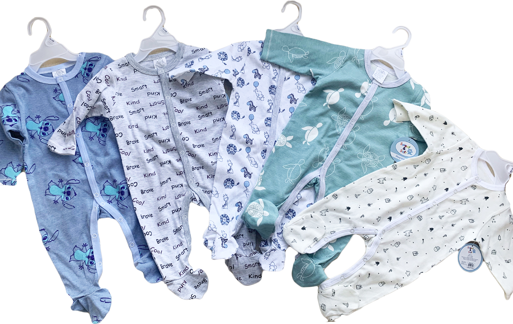 Baby Boy's Graphic One-Piece Knit Footed Pajamas w/ DISNEY Stitch & Animal Print