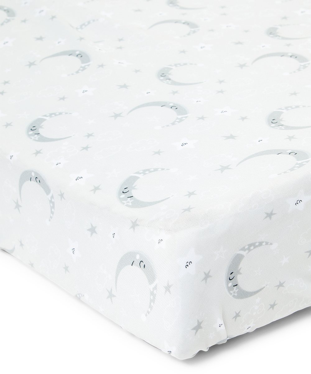 Baby Gender Neutral Printed Fitted Crib SHEETS w/ Cloud & Crescent Moon Print
