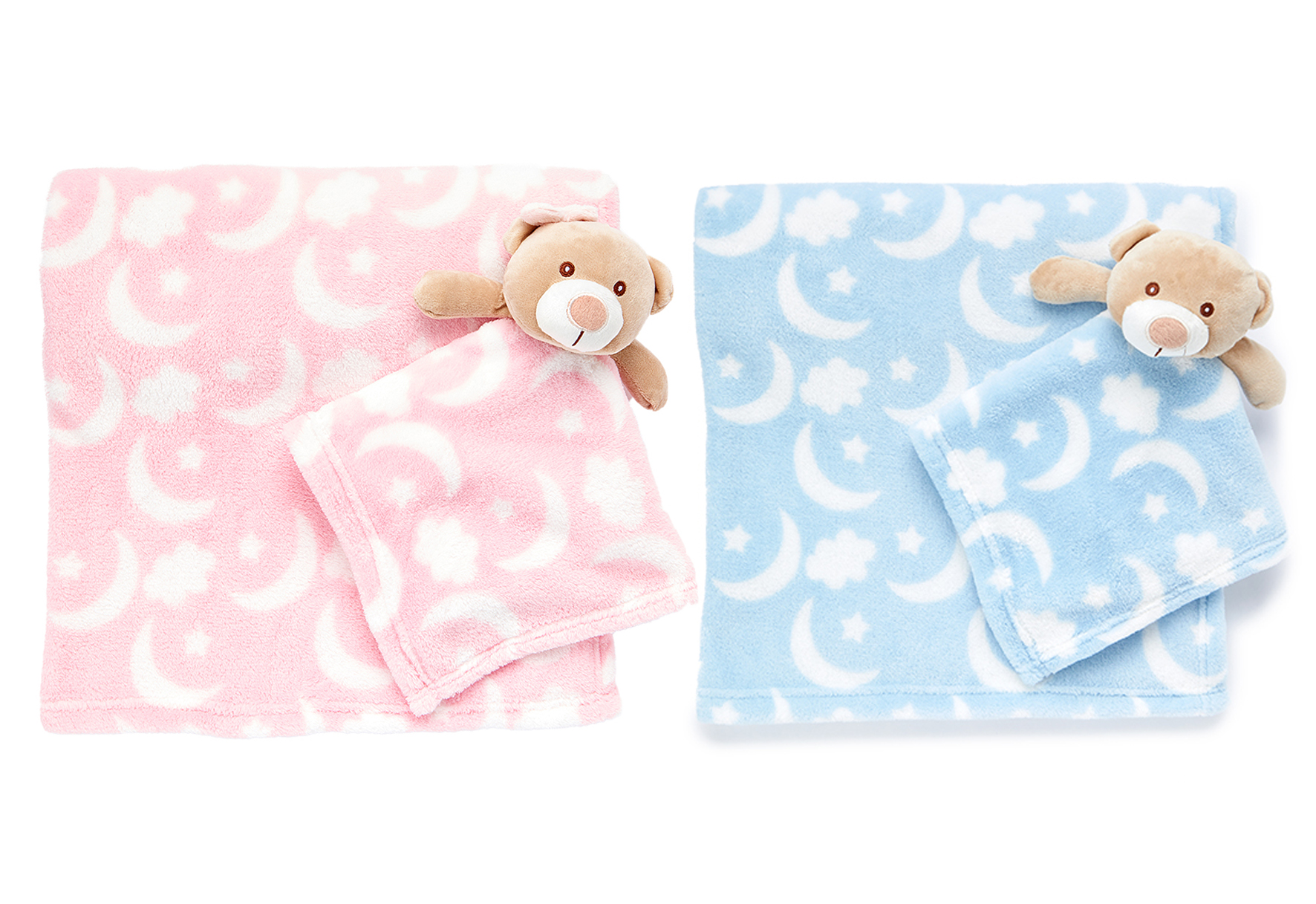 Printed Baby Blankets w/ Plush Teddy Bear TOY