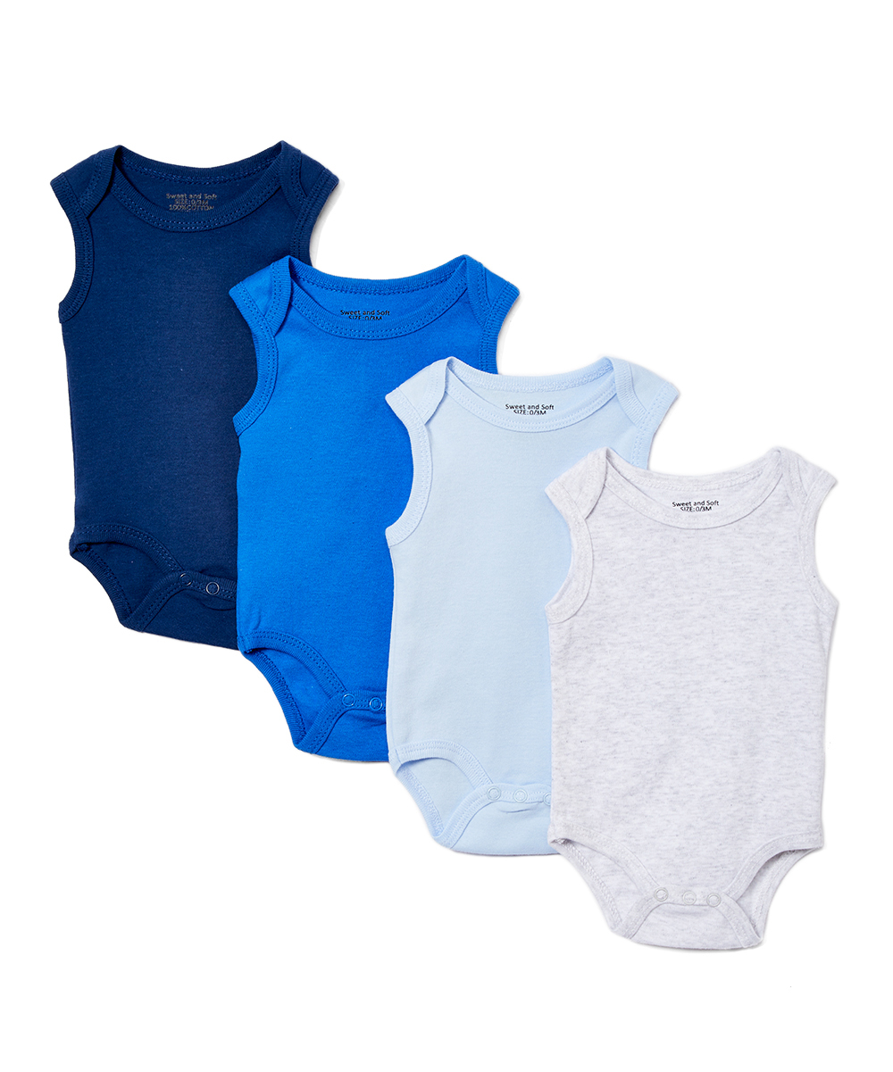Infant Newborn Sleeveless TANK TOP Onesie Sets - Assorted Colors - 4-Pack