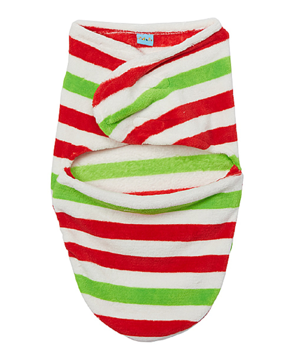 Newborn Baby Sleep Swaddling BLANKET w/ Red & Green Stripes