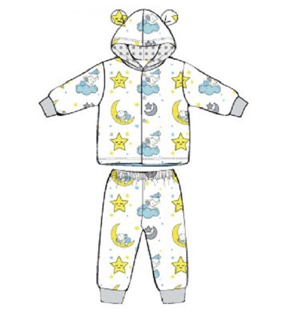 Baby's Coral Fleece Hooded PAJAMAS & Pants Set w/ Night Sky Print - Size 3M-12M