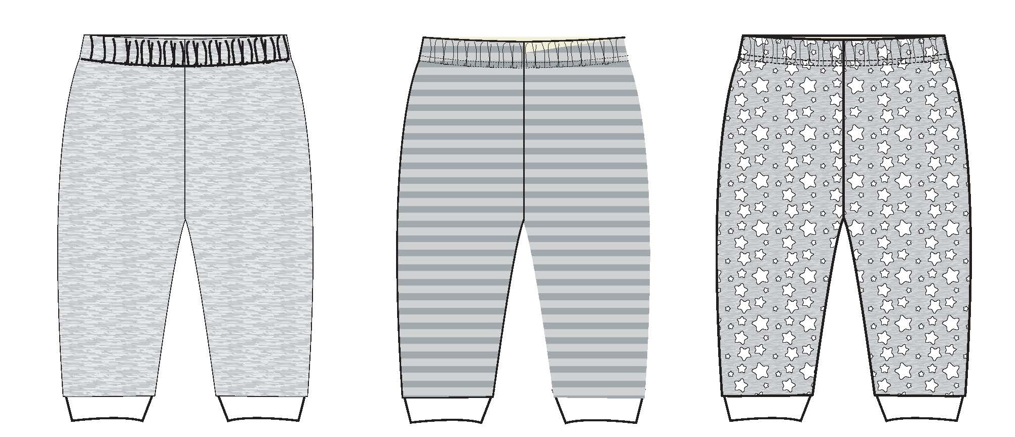 ''Gender Neutral Baby's Printed Pull-On PANTS w/ Striped, Heathered, & Star Print - Sizes 0/3M-9M''