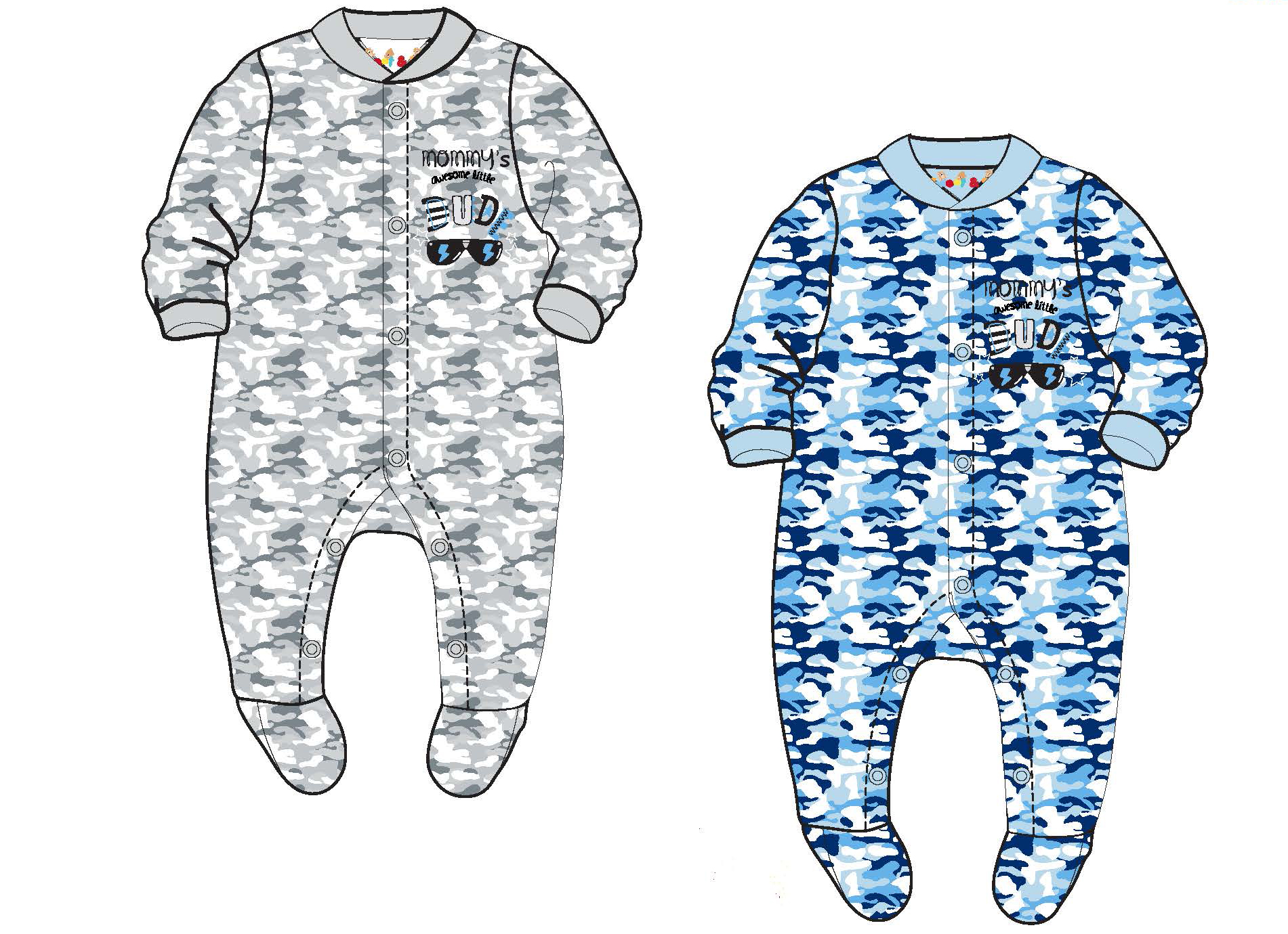 Baby Boy's Knit Striped Footed PAJAMAS w/ Mommy's Little Dude Print