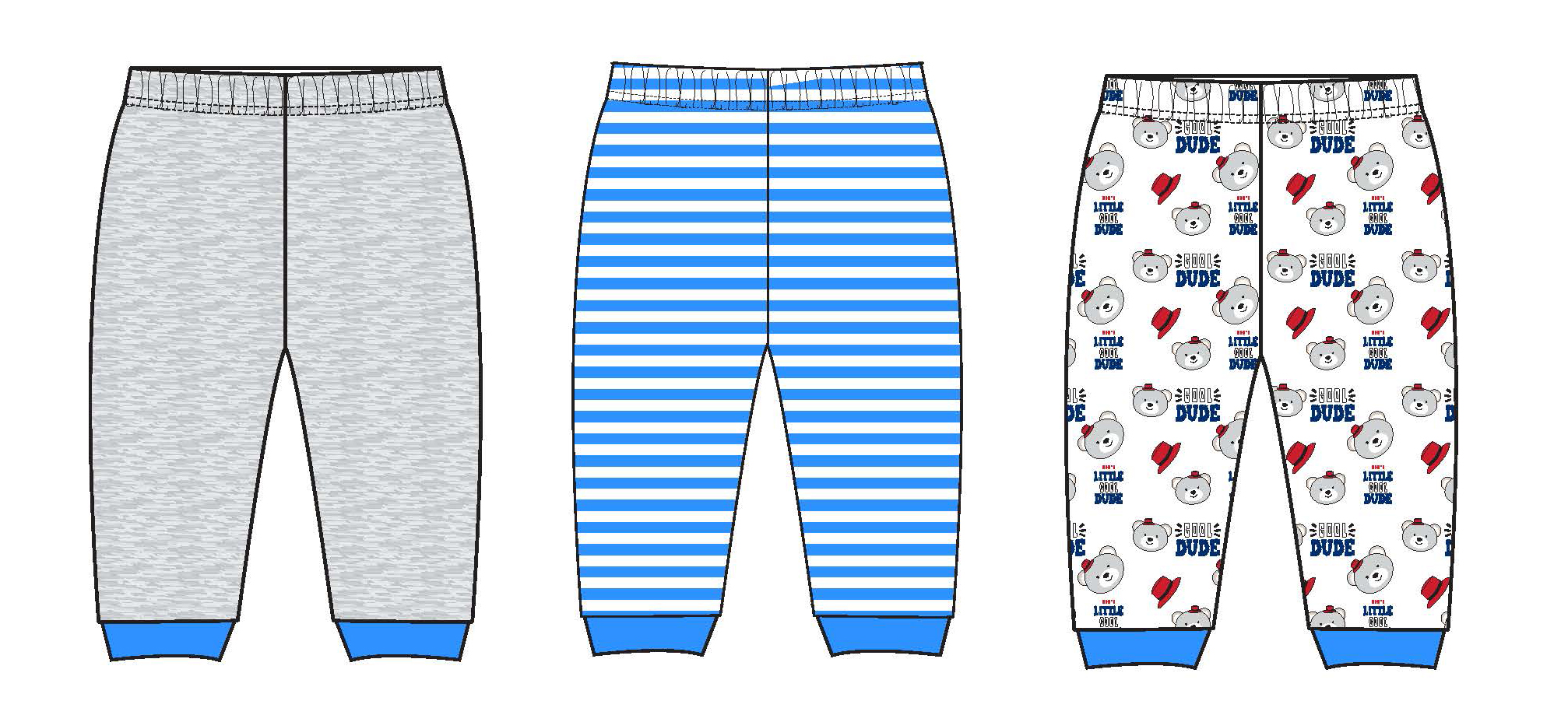 ''Baby Boy's Printed Pull-On PANTS w/ Solid, Striped, Cool Dude Bear Print - 3-Pack''