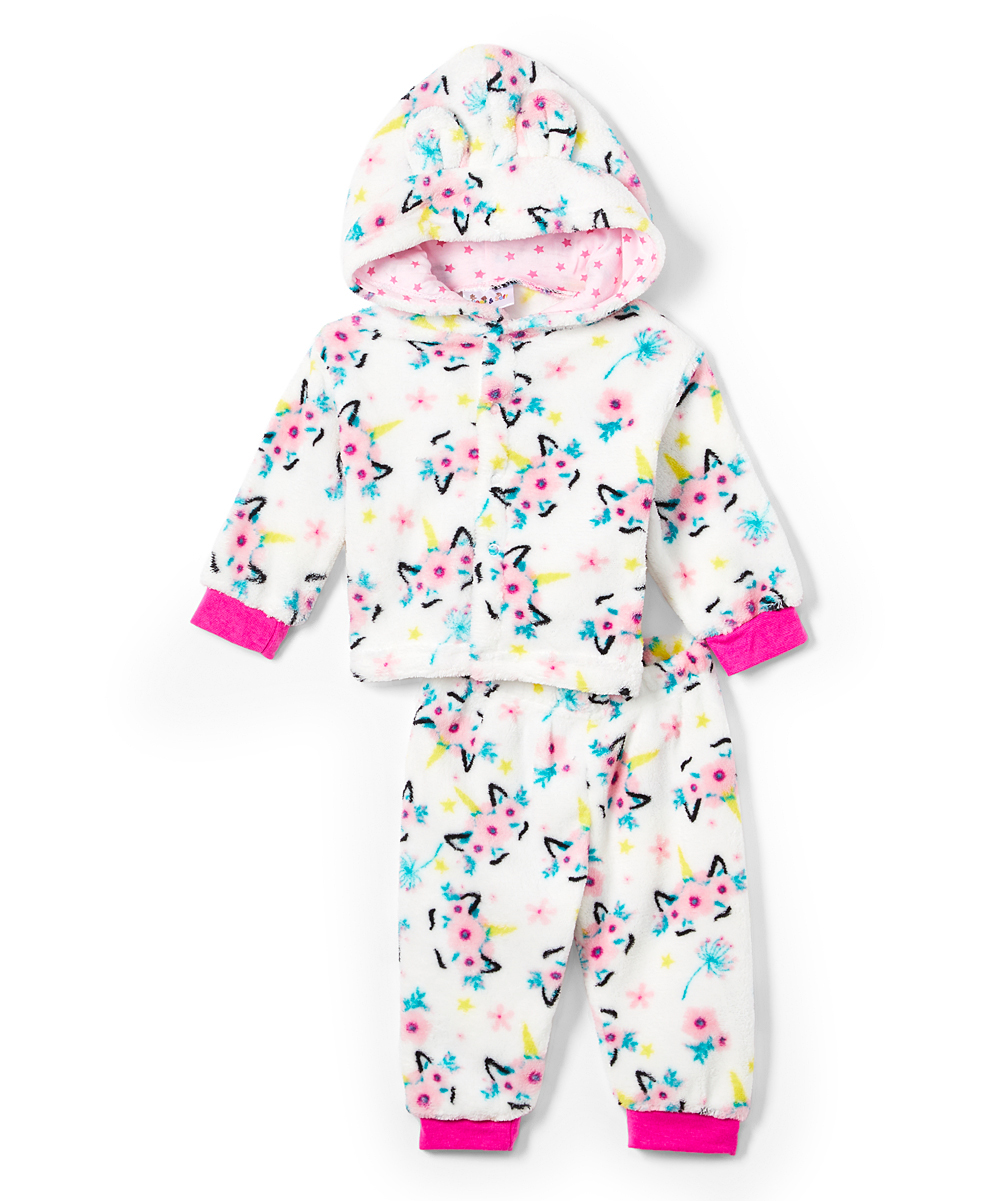 Baby Girl's Coral Fleece Pajama & Pull-On PANTS Sets w/ Unicorn Print
