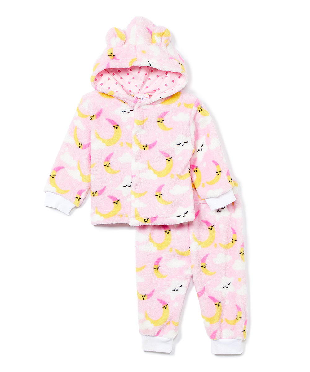 Baby Girl's Coral Fleece Pajama & Pull-On PANTS Sets w/ Bedtime Star & Crescent Moon Print