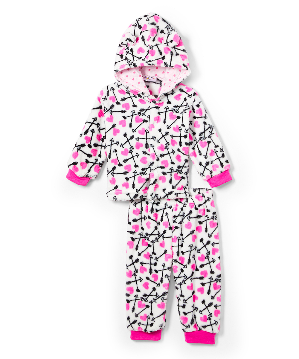 Baby Girl's Coral Fleece Pajama & Pull-On PANTS Sets w/ Hearts & Arrow Print