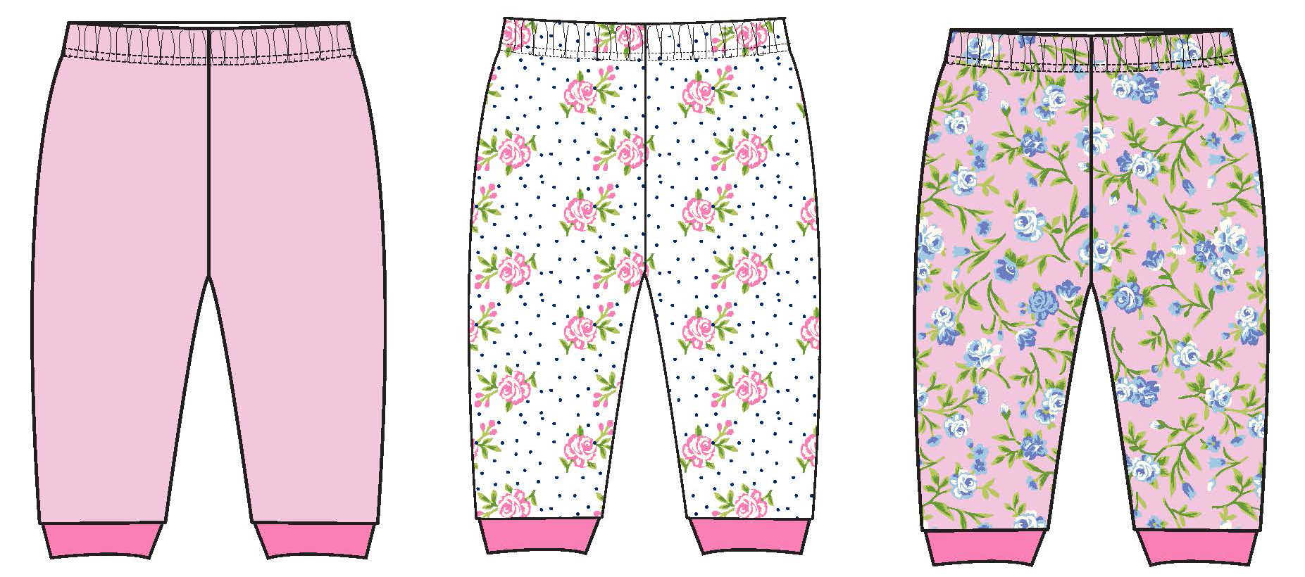 ''Baby Girl's Printed Pull-On PANTS w/ Daisy Flower, Polka Dot, & Solid Print -Sizes 0/3M-9M - 3-Pack