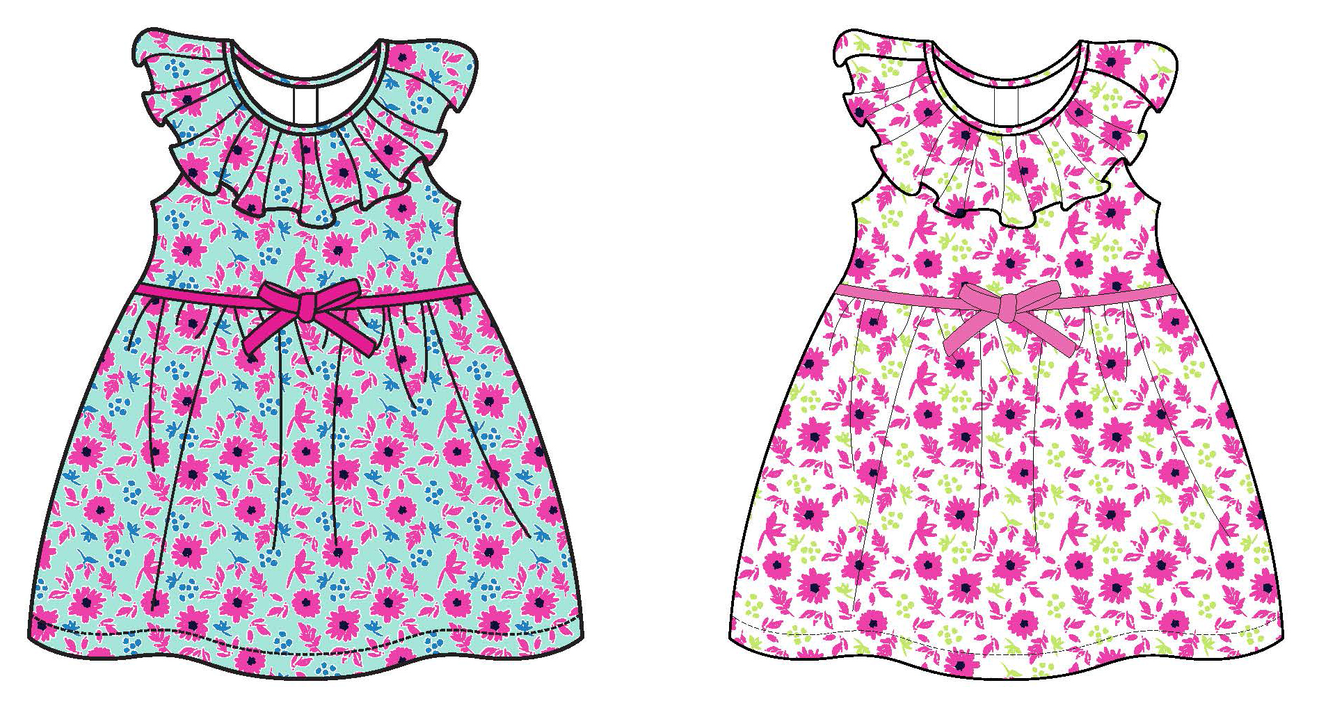 Baby Girl's Printed Knit Sleeveless Dress w/ UNDERWEAR Panty & Embroidered Ribbon - Liberty Floral P