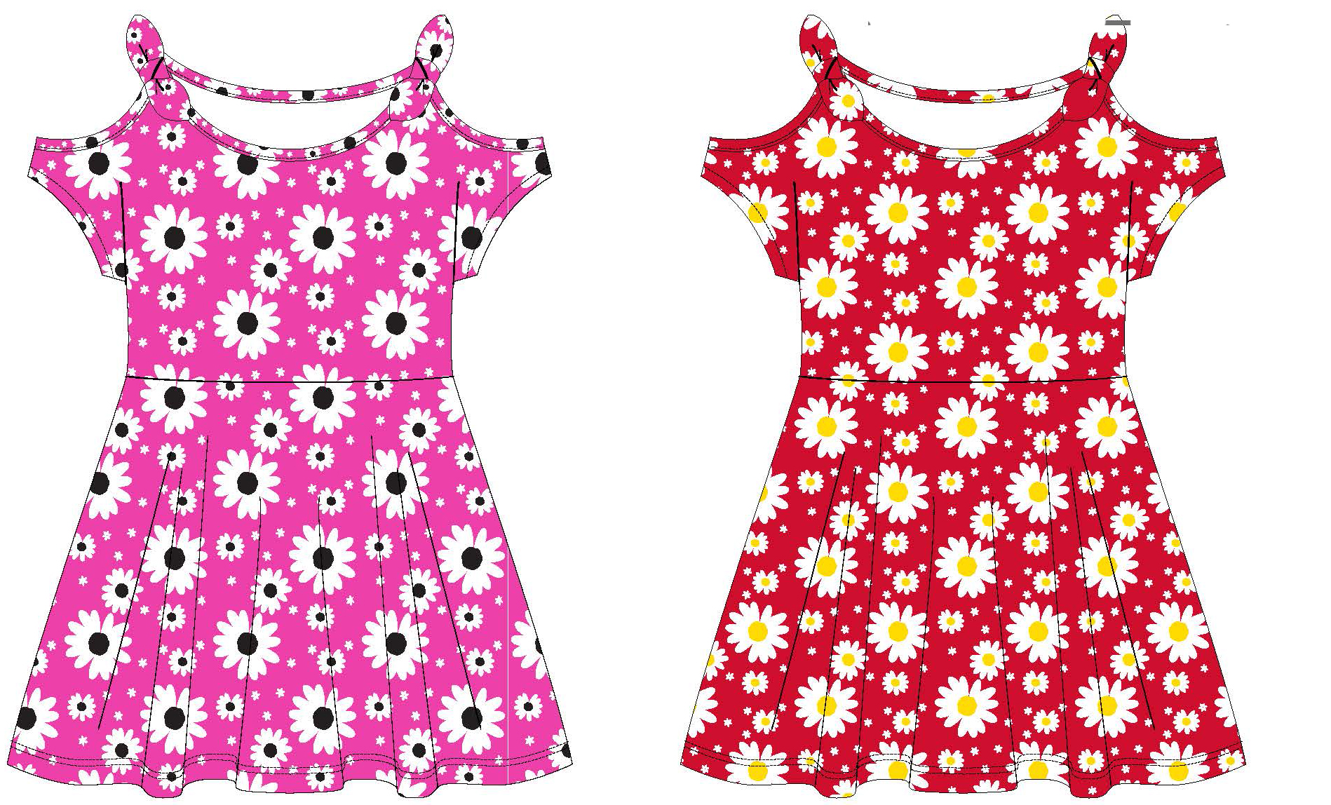 Baby Girl's Printed Knit DRESS w/ Daisy Pop Floral Print - Sizes 12M-24M