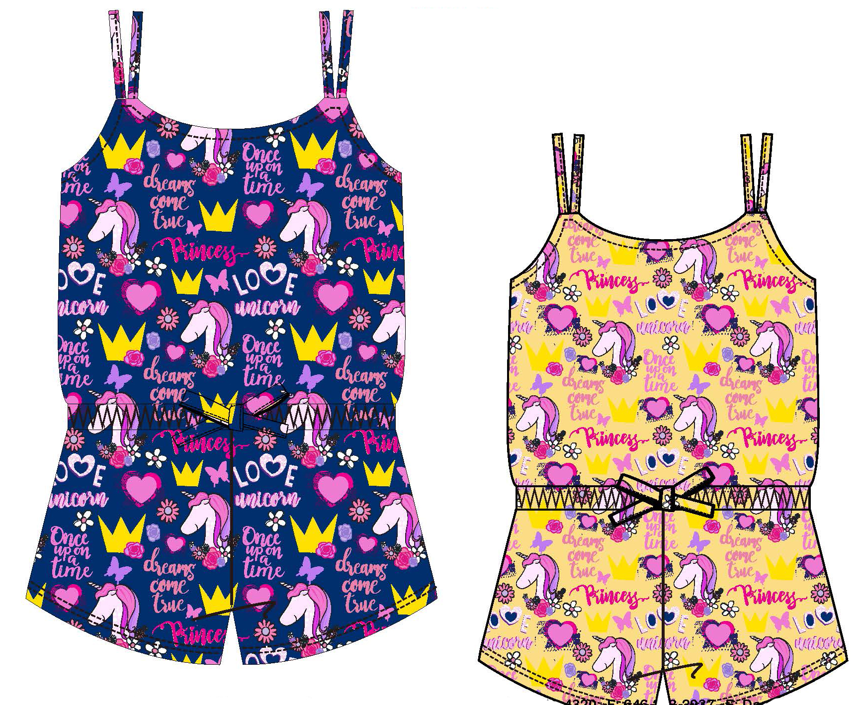 Baby Girl's Printed Knit Romper DRESS w/ Royal Princess & Unicorn Print - Size 0/3M-9M