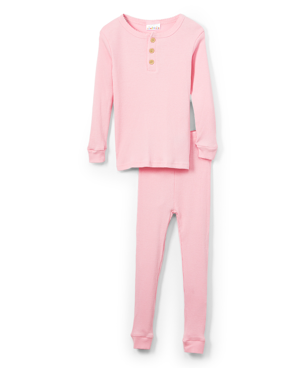 Baby Girl's 2 PC. Long-Sleeve SHIRT & Ribbed Pajama Pants Sets - Light Pink - Sizes 12M-24M