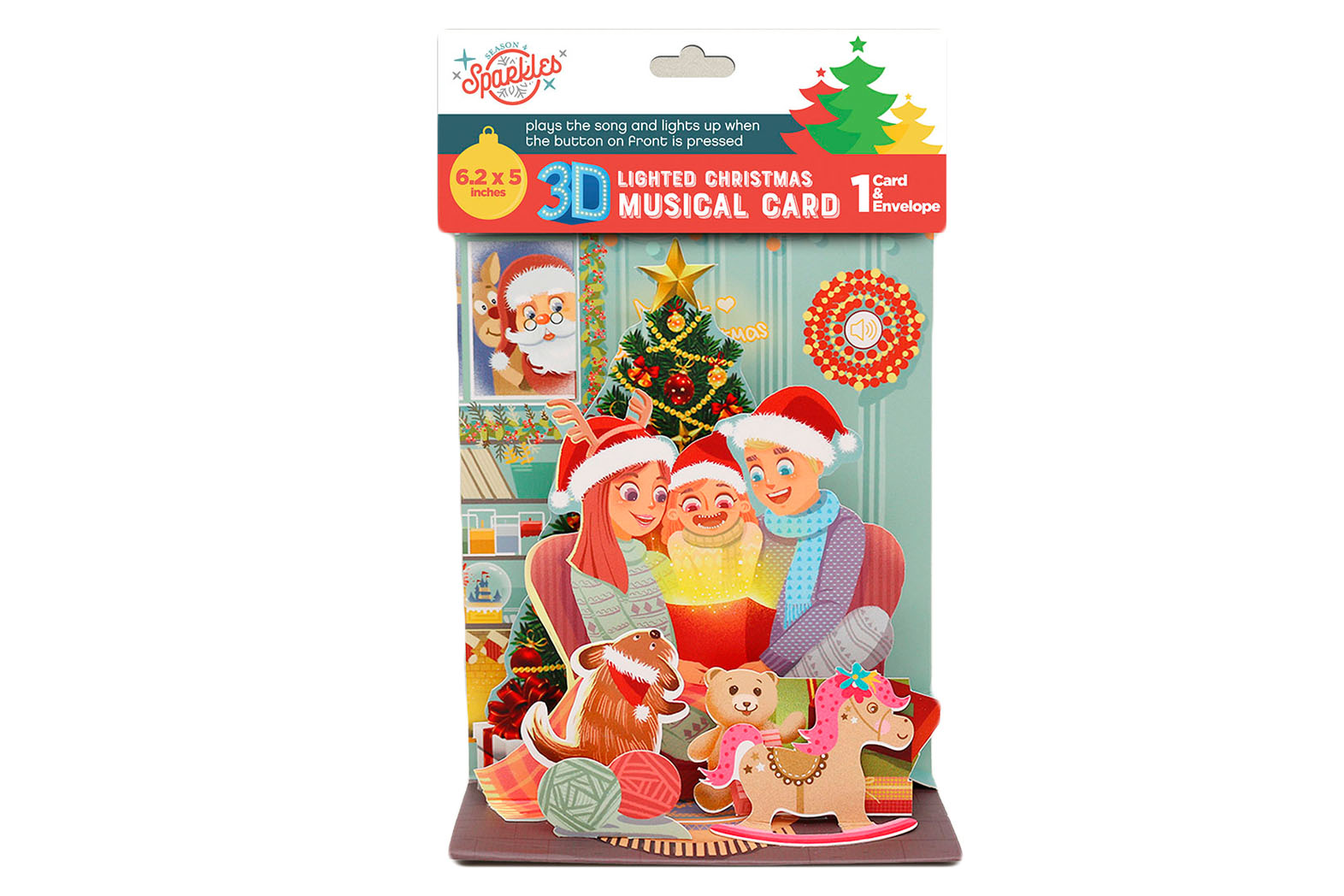 3D Light-Up Musical CHRISTMAS Cards w/ Envelope