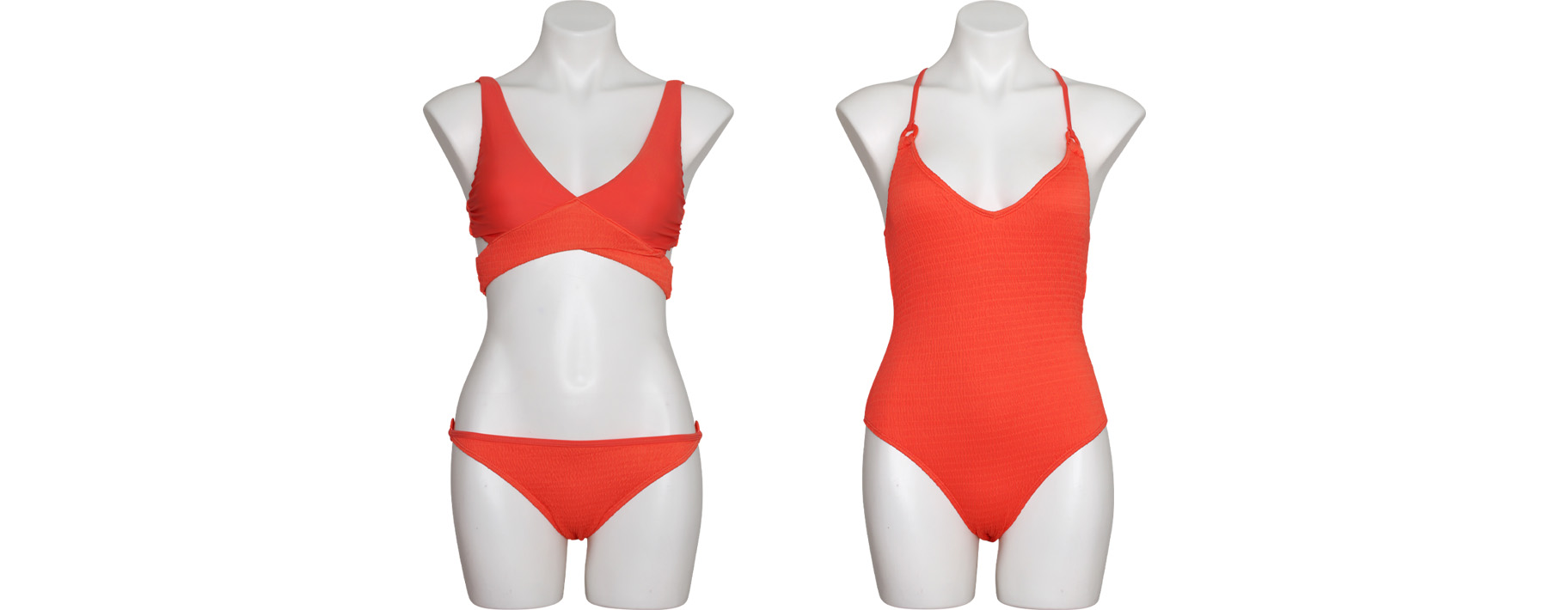 Junior LADIES One-Piece & Two-Piece Swimsuits w/ Adjustable Straps - Coral - Sizes Small-XL