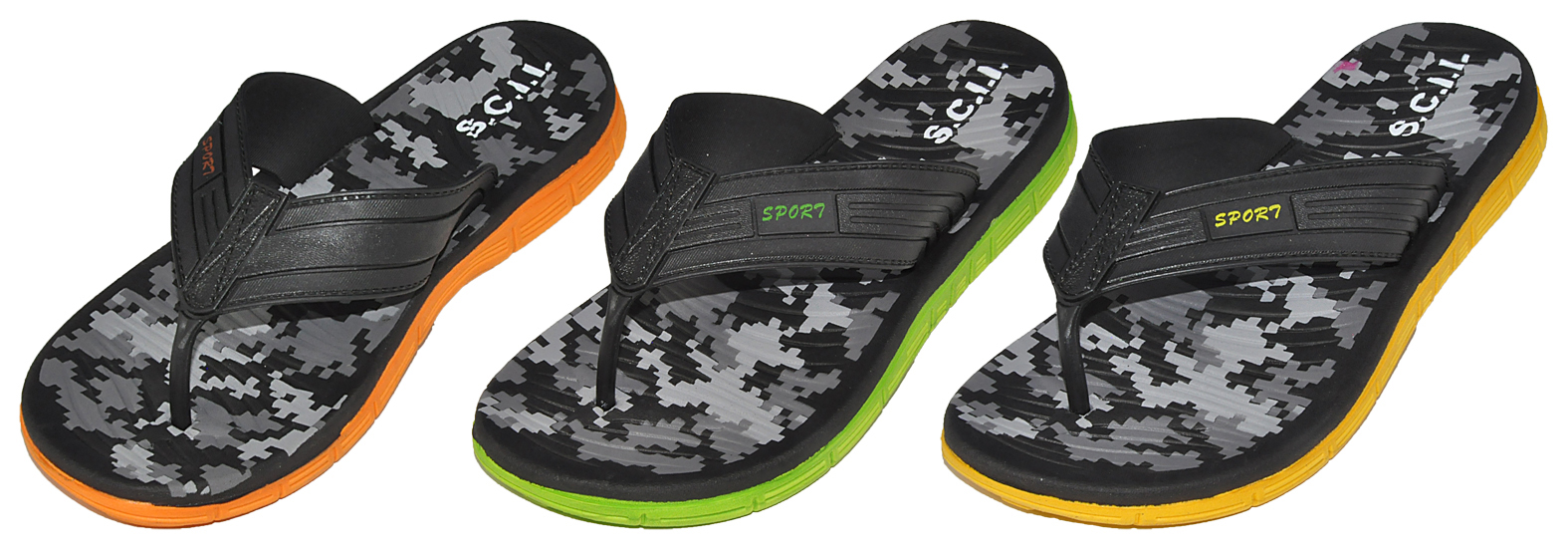 Men's Athletic Slide Sandal w/ Pixelated Mind Craft Footbed