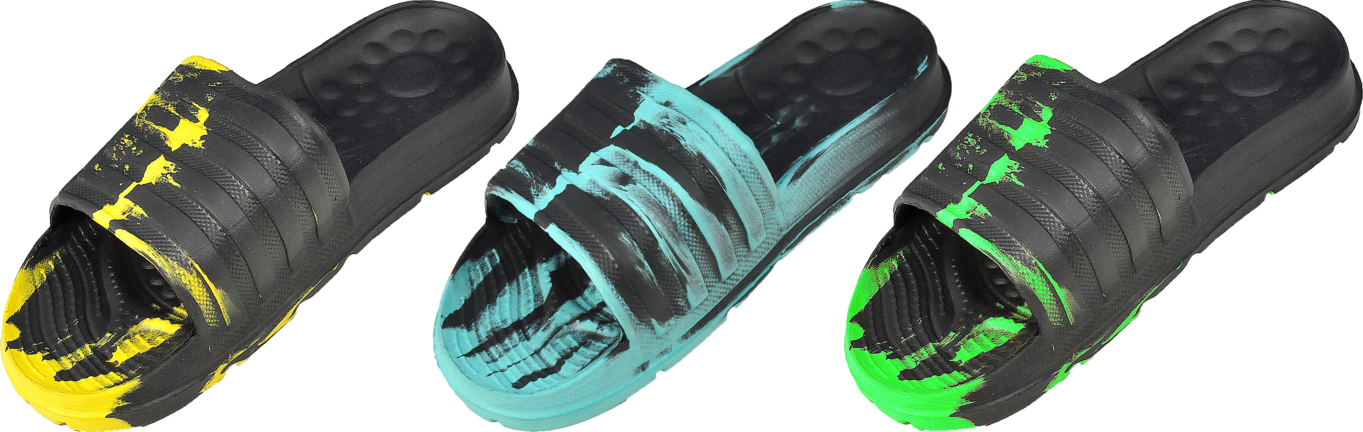 Men's Ribbed Barbados Slide Sandals w/ PAINT Tie-Dye Print