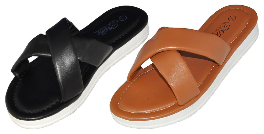 Women's Faux Leather Wedge Siena SANDALS w/ Soft Footbed