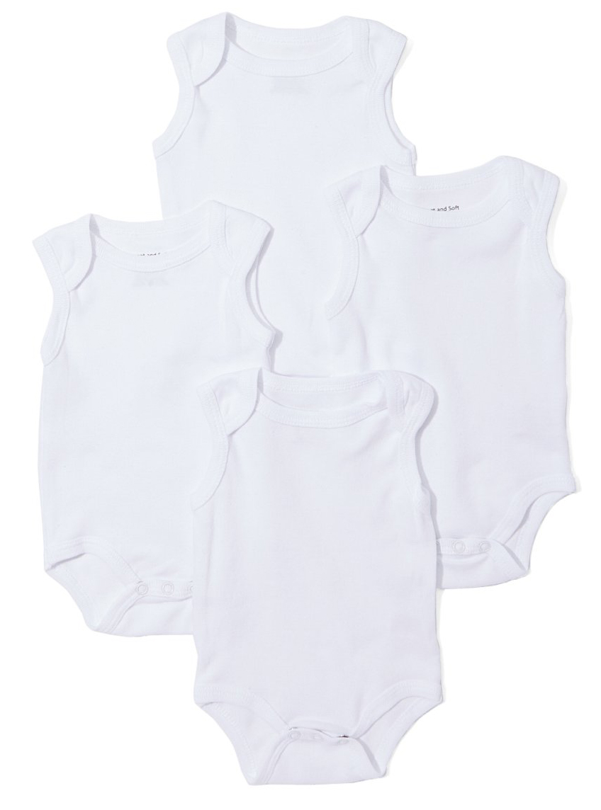 Baby TANK TOP Onesies - White - Size 12-24M - 4-Packs