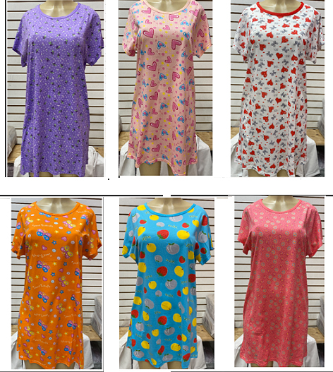 Women's Nightgowns w/ Printed Designs