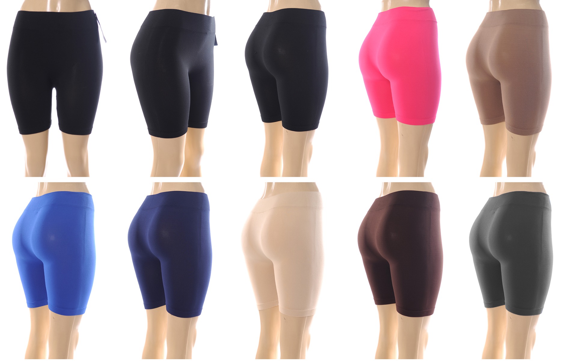 Women's Seamless Bike SHORTS - Assorted Solid Colors - One Size