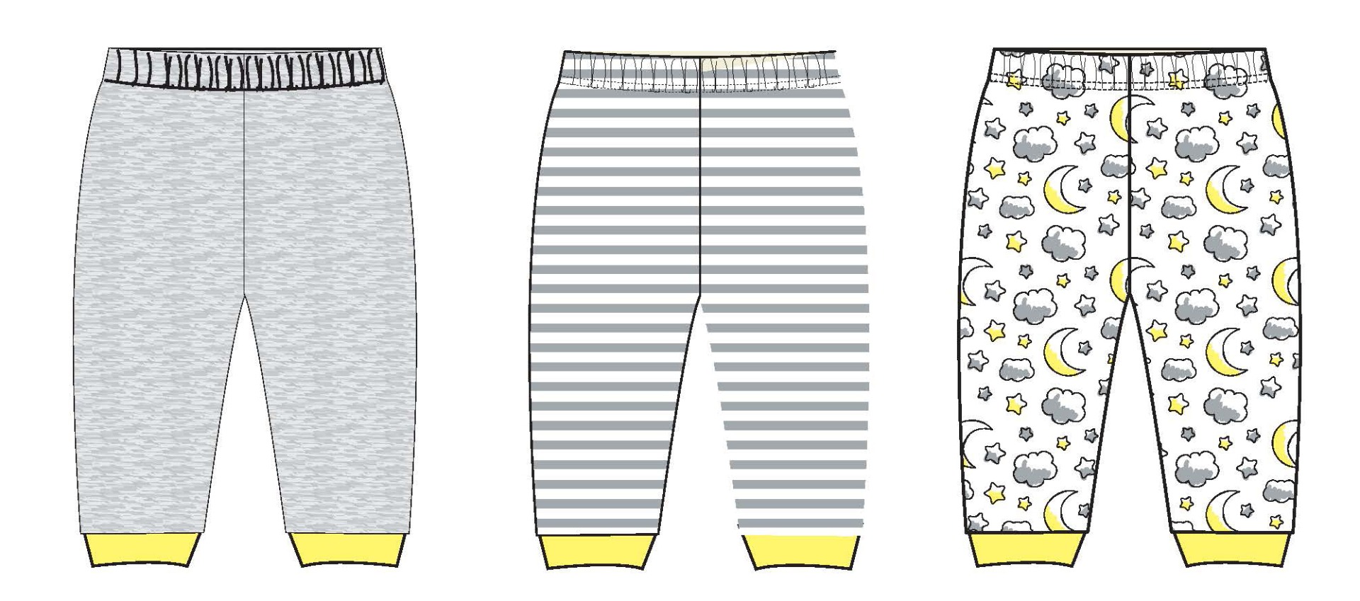 ''Gender Neutral Baby's Printed Pull-On PANTS w/ Striped, Heathered, & Night Sky Print - Sizes 0/3M-9
